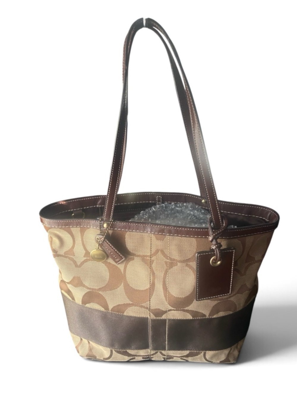 Coach Tan and Brown Signature Canvas Tote